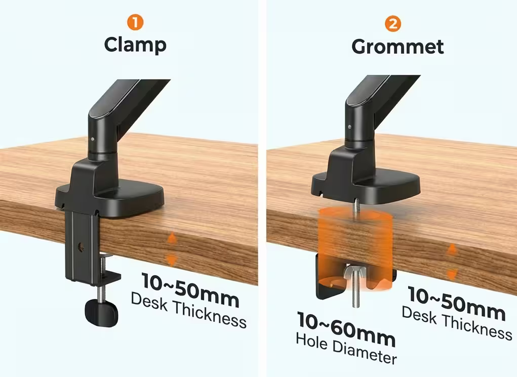 Alberenz Double Monitor Mount Gas Spring - Up until 35" - With USB - Black