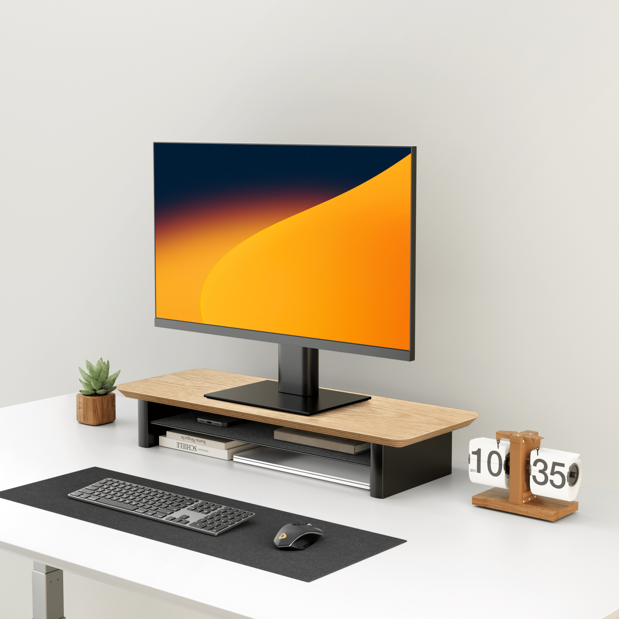 Alberenz® Oak Wooden Monitor Riser - 1 Monitor - Alberenz - Monitor riser