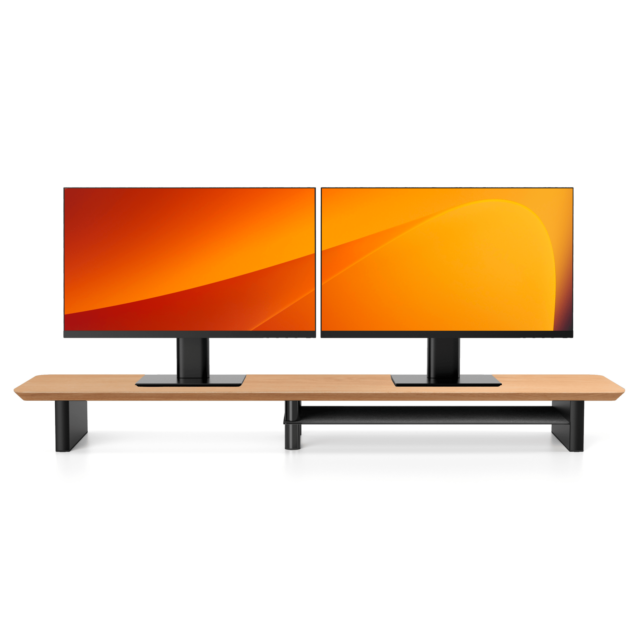 Alberenz® Oak Wooden Monitor Riser - 2 Monitors - Alberenz - Monitor riser