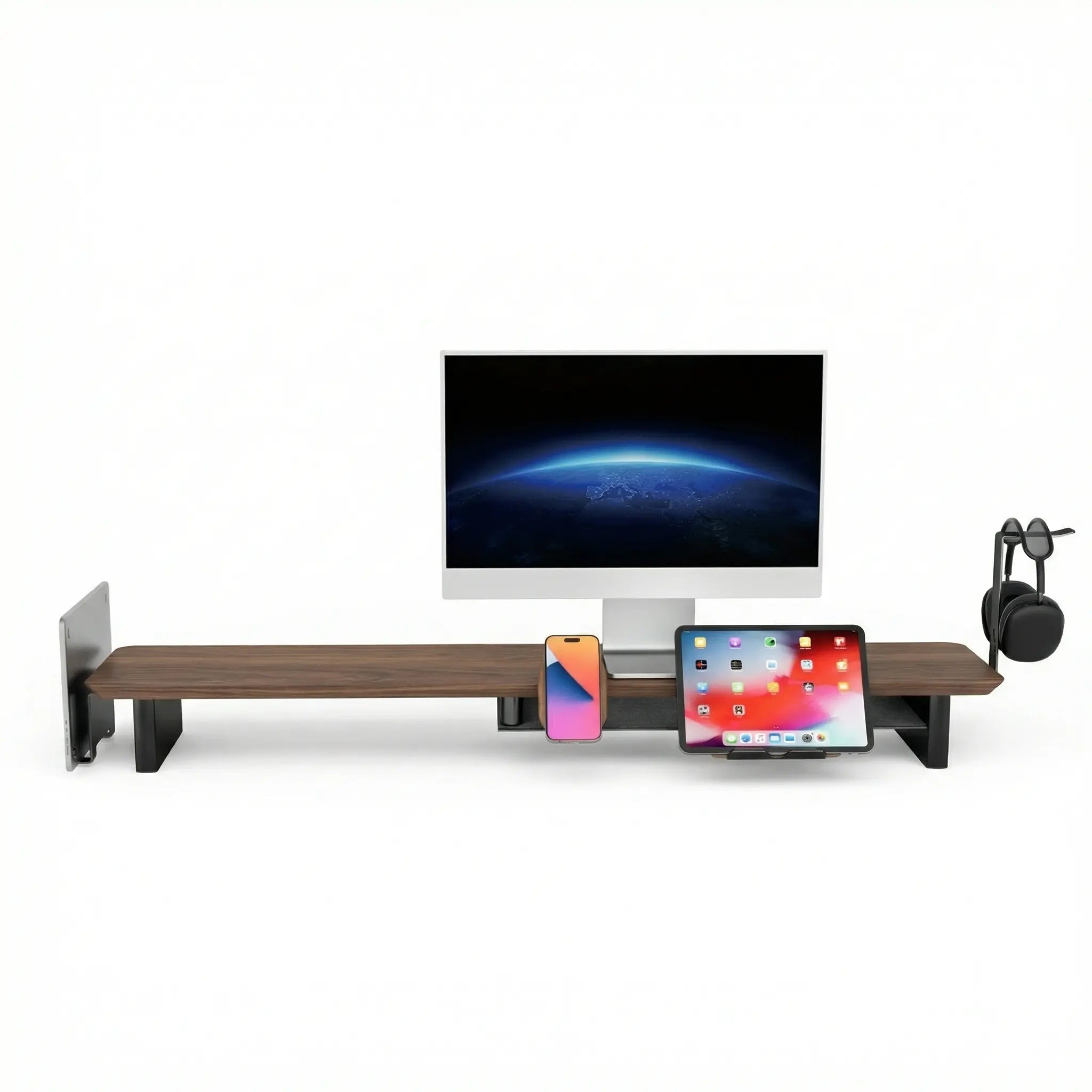 Bundle: Walnut Monitor Riser + MagSafe Charger + Laptop Holder + Tablet Stand + Headphone Holder - Alberenz - Bundles